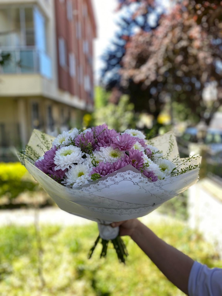 Pembe Beyaz Baltica Papatya Buketi